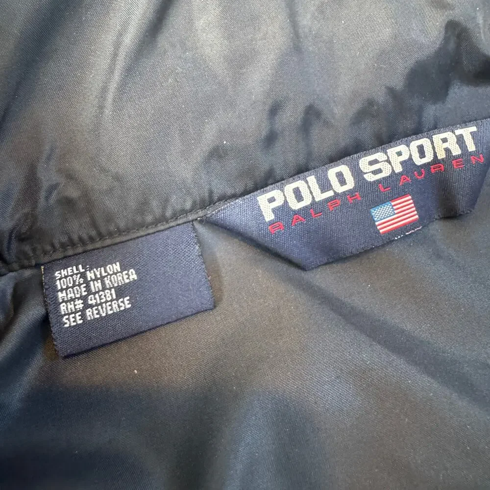 Vintage 90s Polo Sport Ralph Lauren Navy Half Zip Pullover Windbreaker Y2L XL